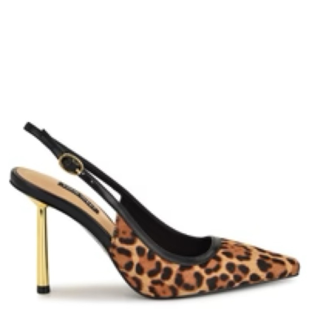 Nine West Orlanda slingback stiletto pump in a leopard print.